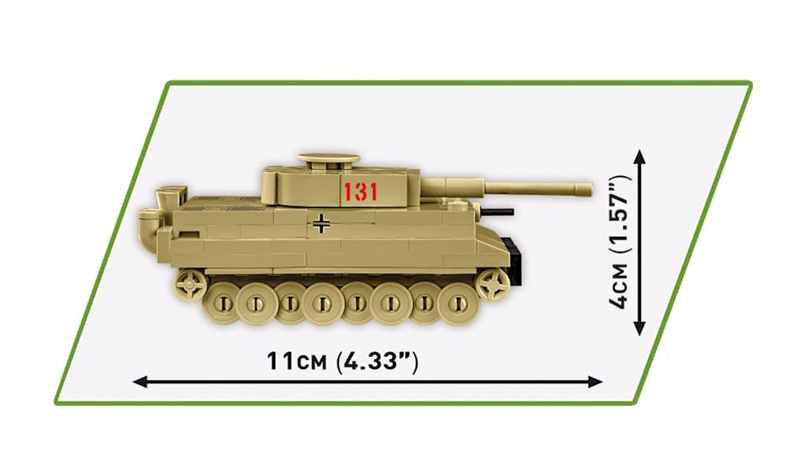 COBI Nano Panzer Serie II Panzer Tiger I 131 3095 Set Maße und Seite