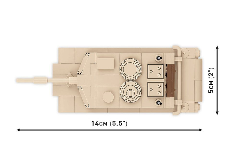 COBI Nano Panzer Serie II Abrams M1A2 Set Draufsicht und Maße