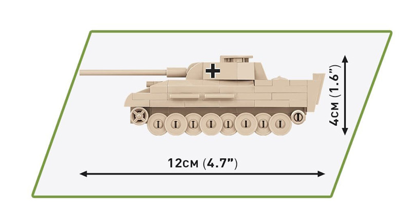 COBI Nano Panzer 3099 Panzer V Panther Set Seitenansicht und Maße