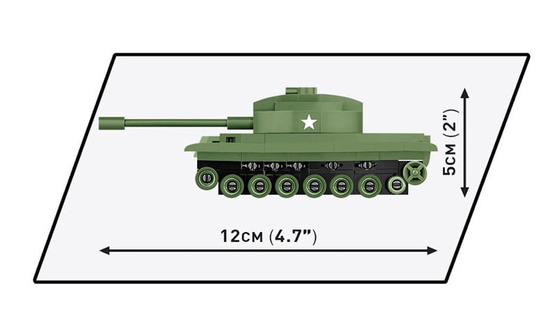 COBI Nano Panzer Serie II Patton M48 3104 Set Seitenansicht und Maße