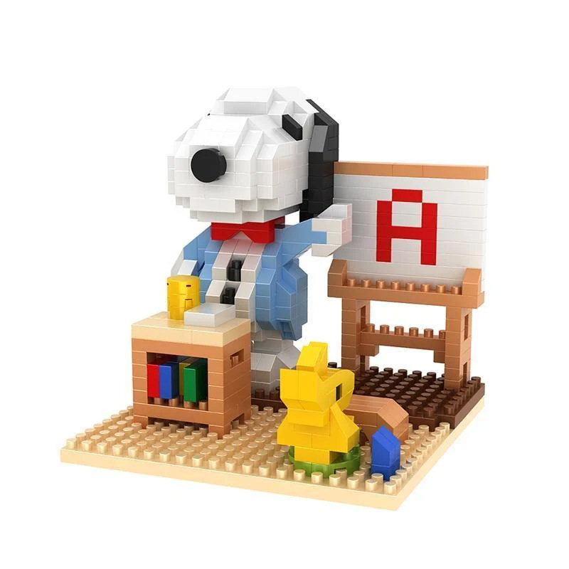 Set De Construction BlueBrixx Pro - Snoopy Surfe Sur La Plage, 84 Pièces, Avec Fond Carton, Compatible Lego