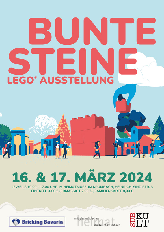 Lego-Ausstellung Heimatmuseum Krumbach 2024 Bunte Steine Flyer
