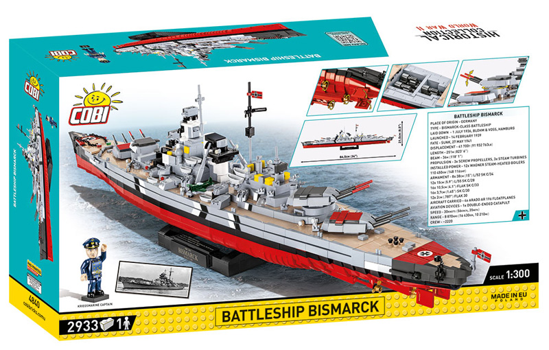 COBI Top Ten größte Sets 4840 Battleship Bismarck Executive Edition Box Rückseite
