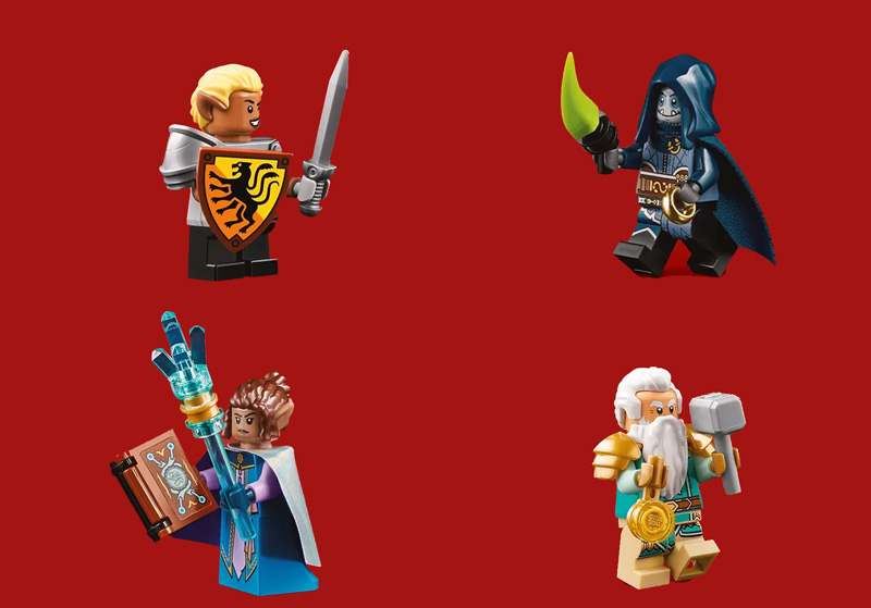 LEGO Ideas Dungeons & Dragons 21348 Die Sage vom roten Drachen Minifiguren Kämpfer Collage