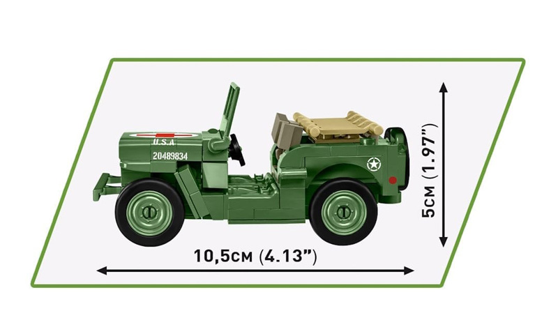 COBI 2295 Medical Willys Jeep Seitenansicht Maße