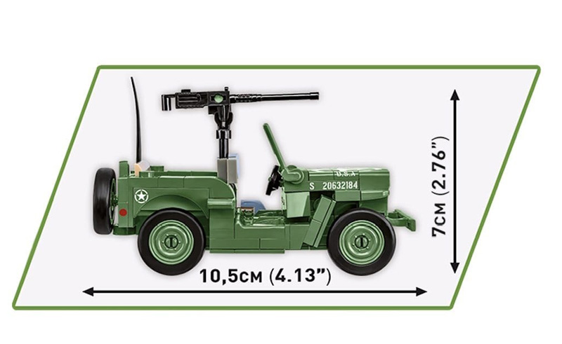 COBI 2296 Willys MB Jeep Seitenansicht Maße