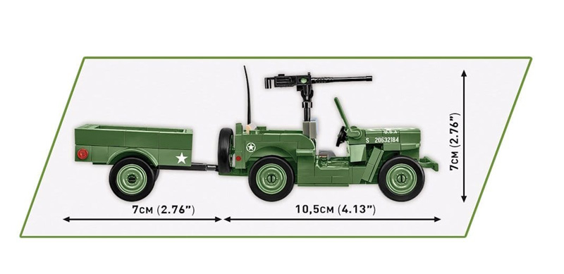 COBI 2297 Willys MB Trailer 1:35 Set Seitenansicht und Maße