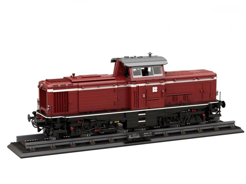 BlueBrixx Display Lokomotive V100 dunkelrot 106969 verfügbar Set Seite