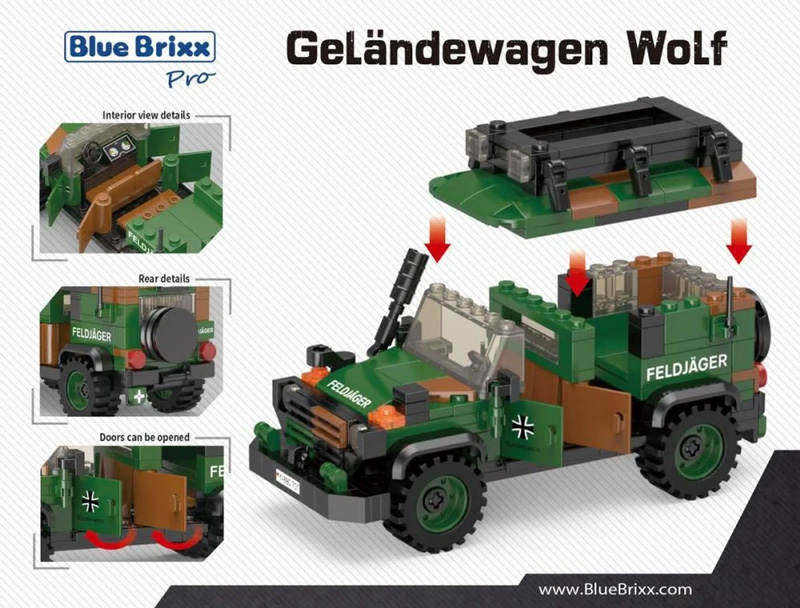 BlueBrixx Bundeswehr Geländewagen Wolf 107590 Box