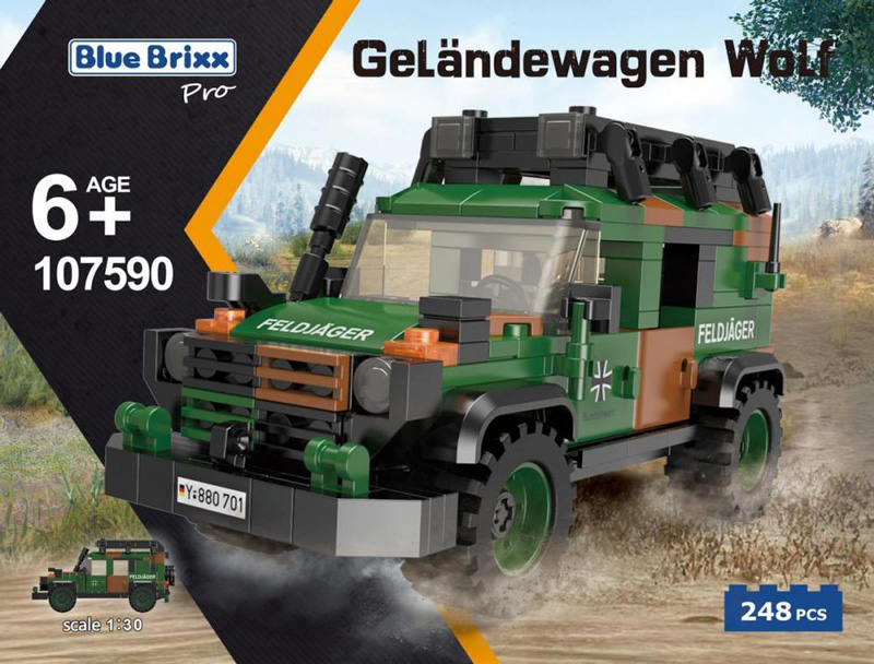 BlueBrixx Bundeswehr Geländewagen Wolf 107590 Box