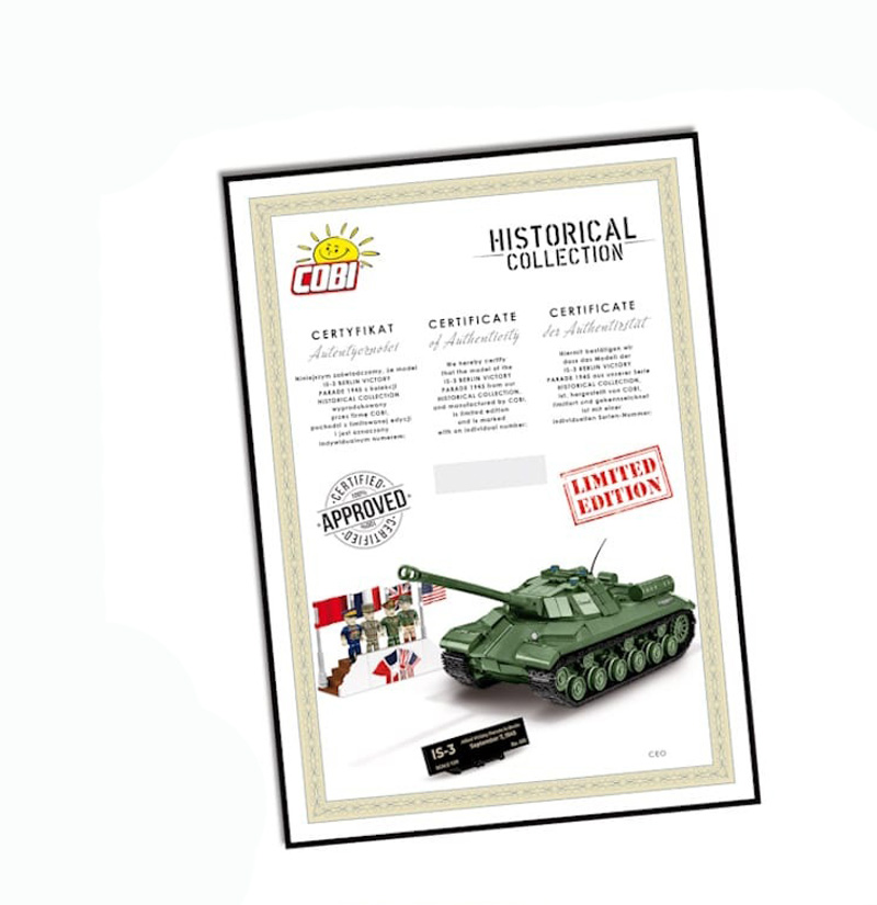 COBI 2589 Limited Edition IS 3 Berlin Victory Parade Zertifikat