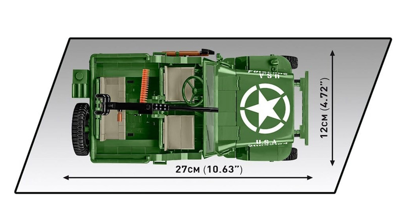 COBI Jeep Willys MB Trailer Executive Edition 1:12 2804 Jeep Draufsicht Maße