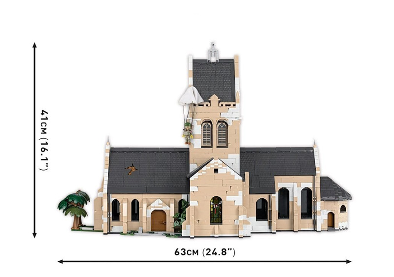 COBI 2299 Kirche Sainte-Mere-Eglise Seitenansicht Maße