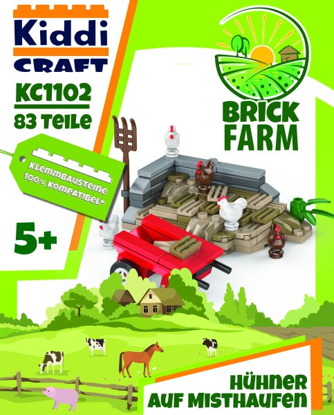 KiddiCraft Brick Farm Hühner auf dem Misthaufen KC1102