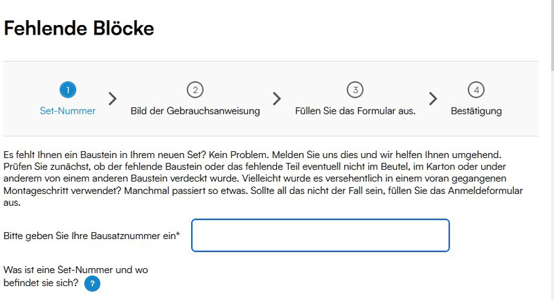 COBI FAQ Fehlteile Kundenservice Formular