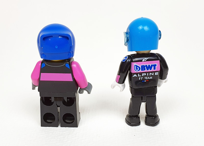 COBI 1684 LEGO 77248 Formel 1 BWT Minifigur Vergleich