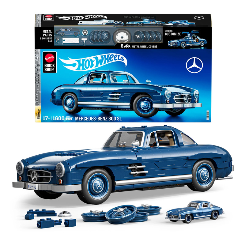Mattel Brick Shop Hot Wheels Mercedes 300 SL Set