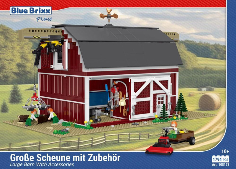 BlueBrixx 108173 Große Scheune mit Zubehör Box