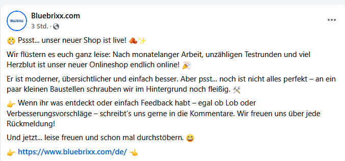 BlueBrixx Onlineshop neu Ankündigung