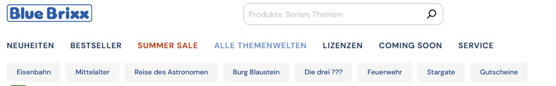 BlueBrixx Onlineshop neu Menü