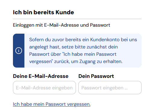 BlueBrixx Onlineshop neu Passwort