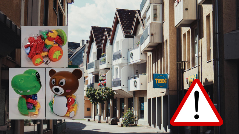 TEDi Rückruf Klemmbausteine Dino, Bär, Auto Titel