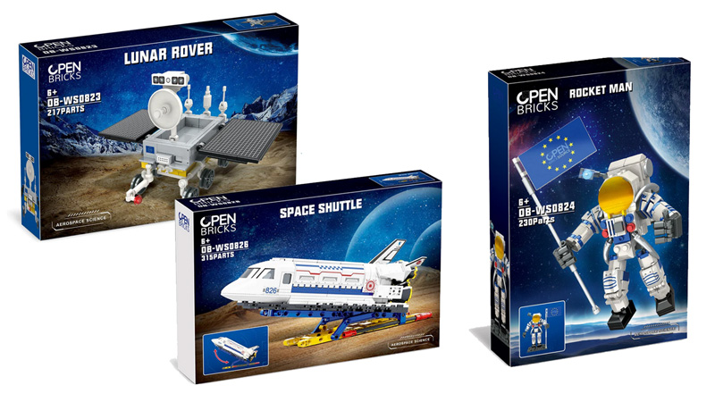 Open Bricks Astronauten Minifiguren Space Serie Collage