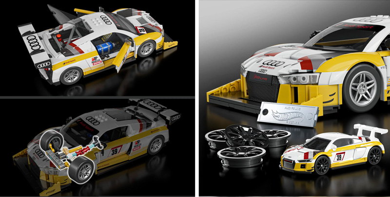 Mattel Brick Shop Hot Wheels JFT18 Audi R8 LMS Set Details