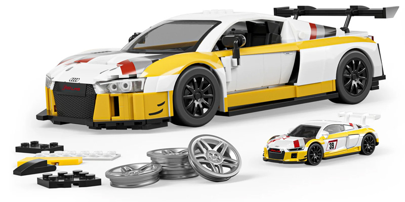 Mattel Brick Shop Hot Wheels JFT18 Audi R8 LMS Set