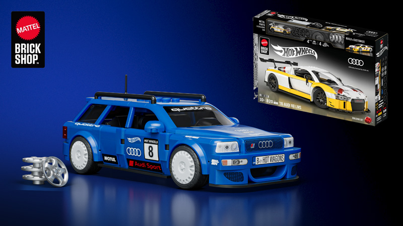 Mattel Brick Shop Hot Wheels JGR28 Audi Avant RS2 und JFT18 Audi R8 LMS Titel