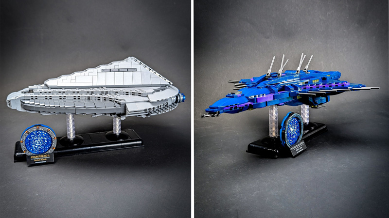 BlueBrixx Stargate Schiffe Goa'uld Alkesh und Wraith Cruiser Collage