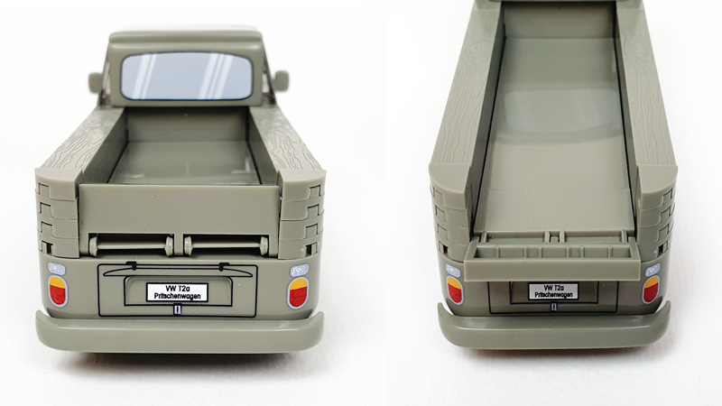 COBI Volkswagen T2a Pritschenwagen 24618 Auto Heck mit geschlossener und offener Ladeklappe