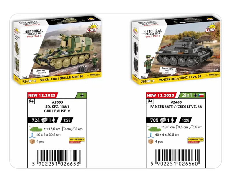 COBI Setnummer geändert Grille Panzer 38(t) Katalog