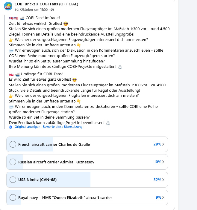 COBI Flugzeugträger Umfrage