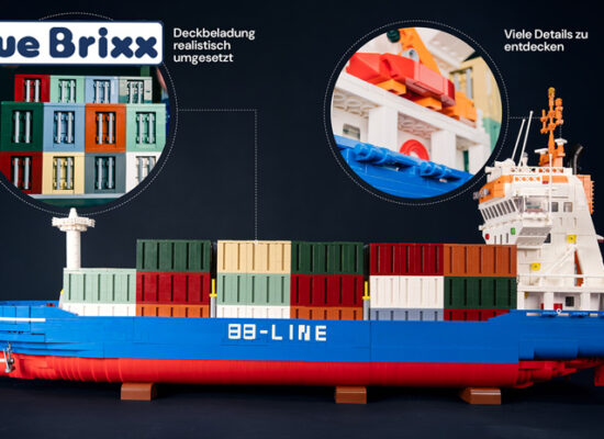 Container Frachtschiff BB-Line 108688 neu bei Bluebrixx Container Frachtschiff BB-Line 108688 neu bei Bluebrixx