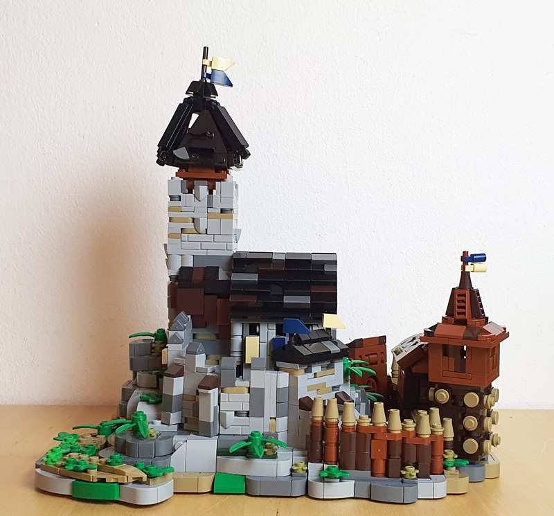 BlueBrixx Burg Blaustein – Bergfried und Vorburg gebaut