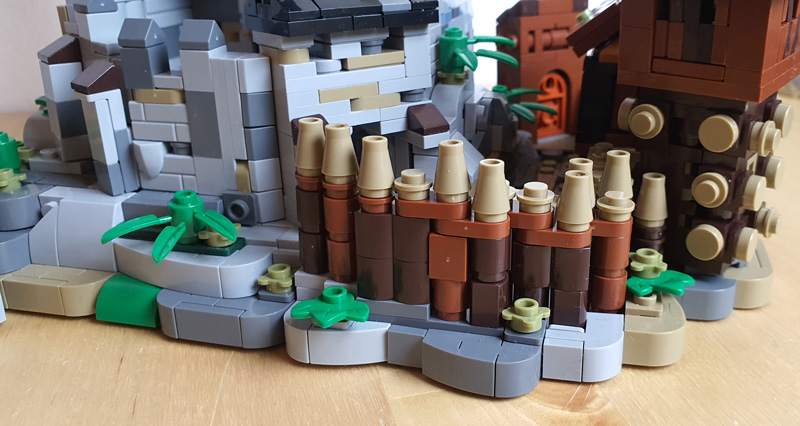 BlueBrixx Burg Blaustein – Bergfried und Vorburg gebaut