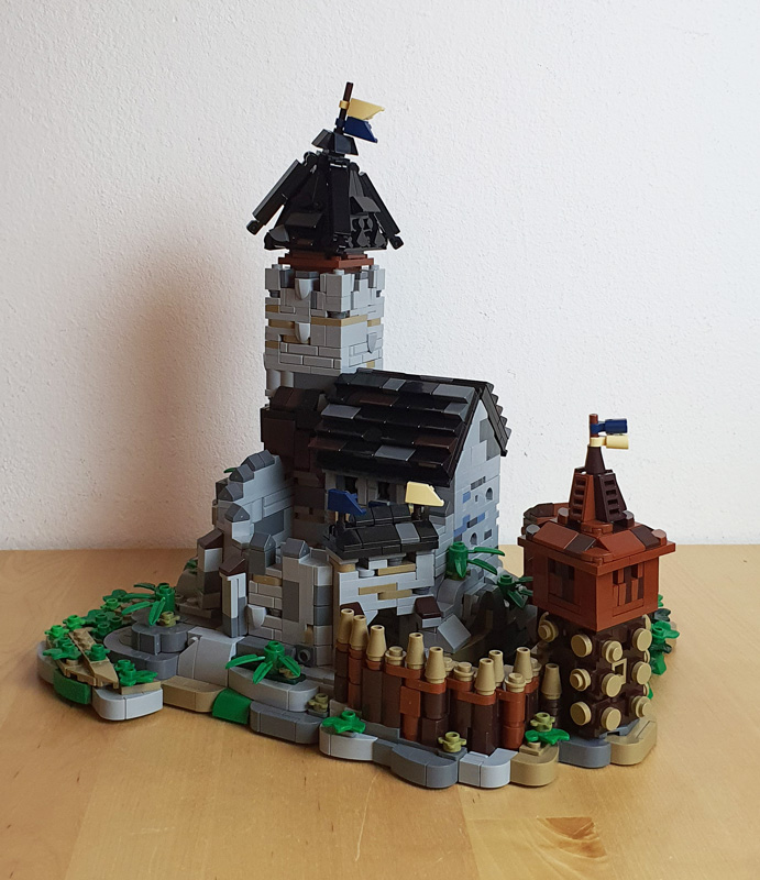 BlueBrixx Burg Blaustein – Bergfried und Vorburg gebaut