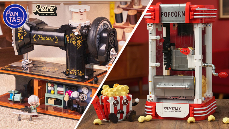 Pantasy Popcornmaschine 85046 und Pantasy Handkurbel-Nähmaschine 85028 Titel