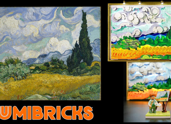 Van Goghs Weizenfeld mit Zypressen als beleuchtete Lumibricks Bausteinversion morgen erhältlich