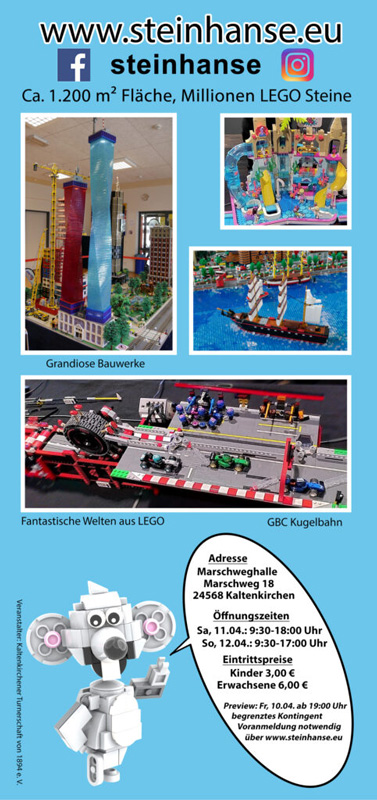 Stein Hanse LEGO-Ausstellung 2026 Flyer