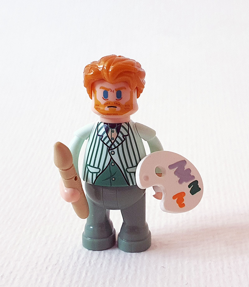 Lumibricks Minifigur Vincent van Gogh mit Palette und Pinsel