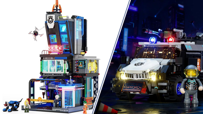 Lumibricks 17009 Cyberpunk Police Headquarter 17008 Police Transporter Titelbild