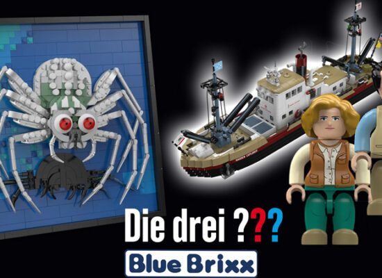 Die Drei Fragezeichen Lizenz bei Bluebrixx  erhält Zuwachs: 3D-Bild silberne Spinne und Toteninsel Hadden Explorer