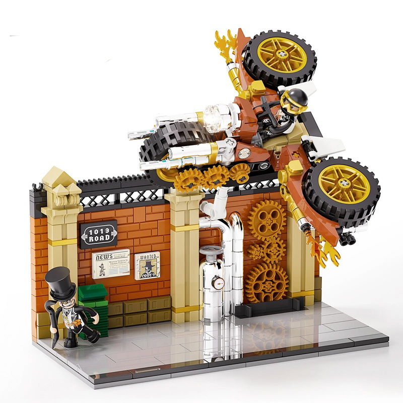 Funwhole/Lumibricks F9067 Motorcycle-Pursuit / Steampunk-Motorradverfolgung