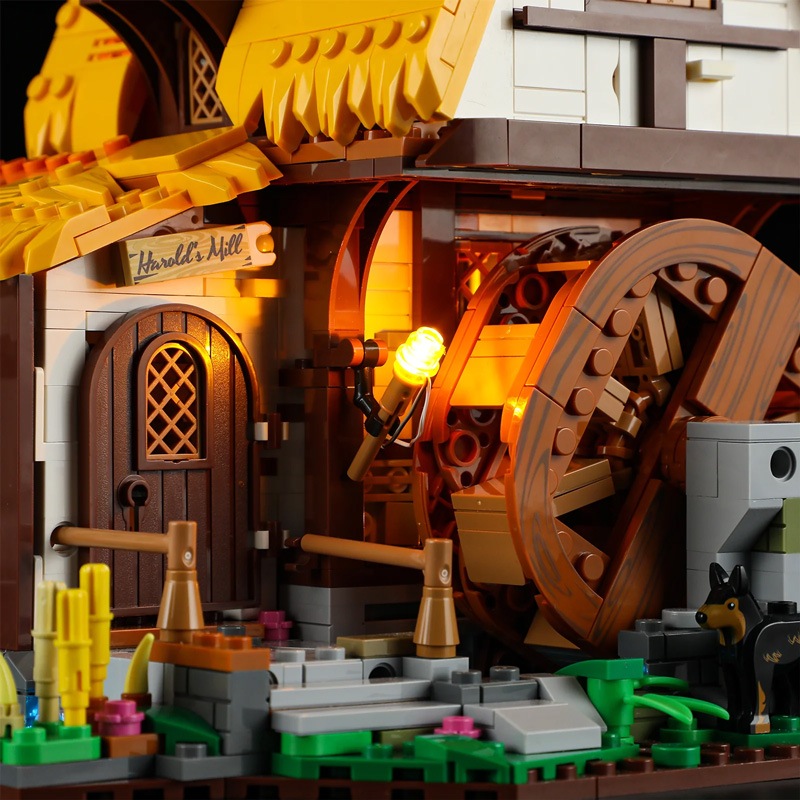 Funwhole/Lumibricks F9061 Water Mill Mittelalterliche Wassermühle