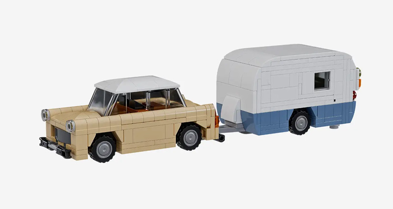 BlueBrixx/Modbrix Kleinwagen mit Wohnmobil