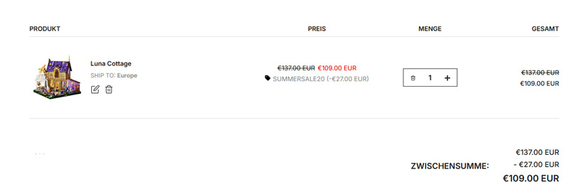 Lumibricks Sommersale Beispiel