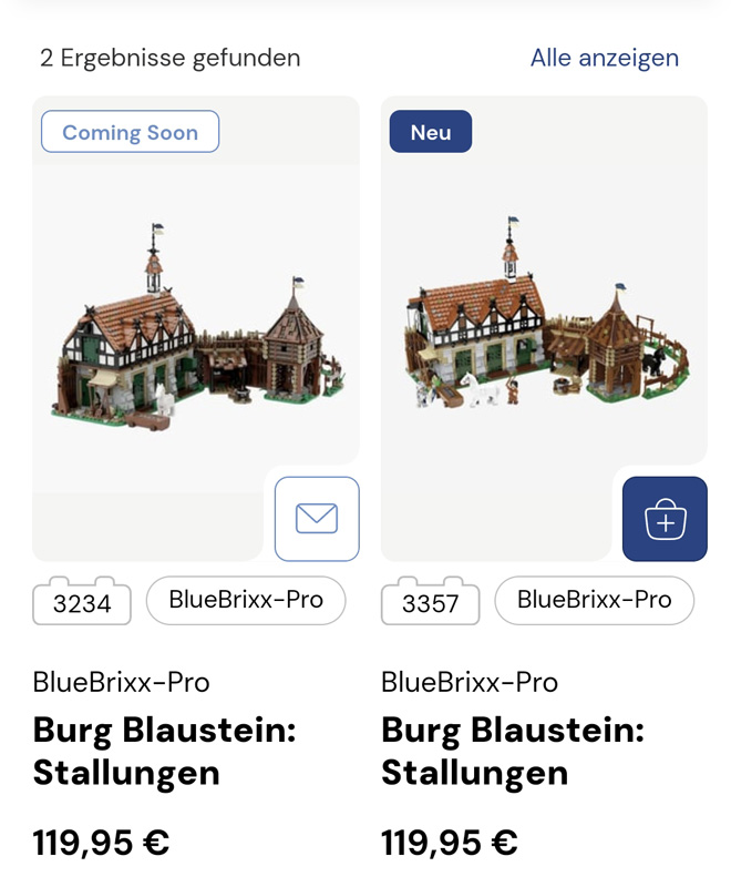 BlueBrixx Burg Blaustein Stallungen Preis