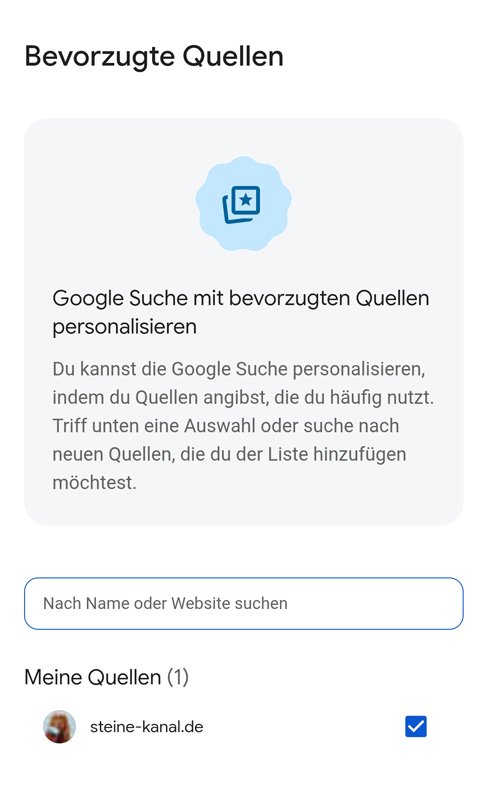 Steine Kanal Google Discover Feed